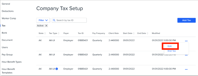 A screenshot of a tax setup

Description automatically generated